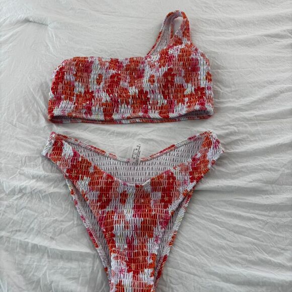 SHEIN Pink Orange Sz M Matching Bikini 2 Piece Swimwear Bikini Summer Medium Set - Picture 1 of 3